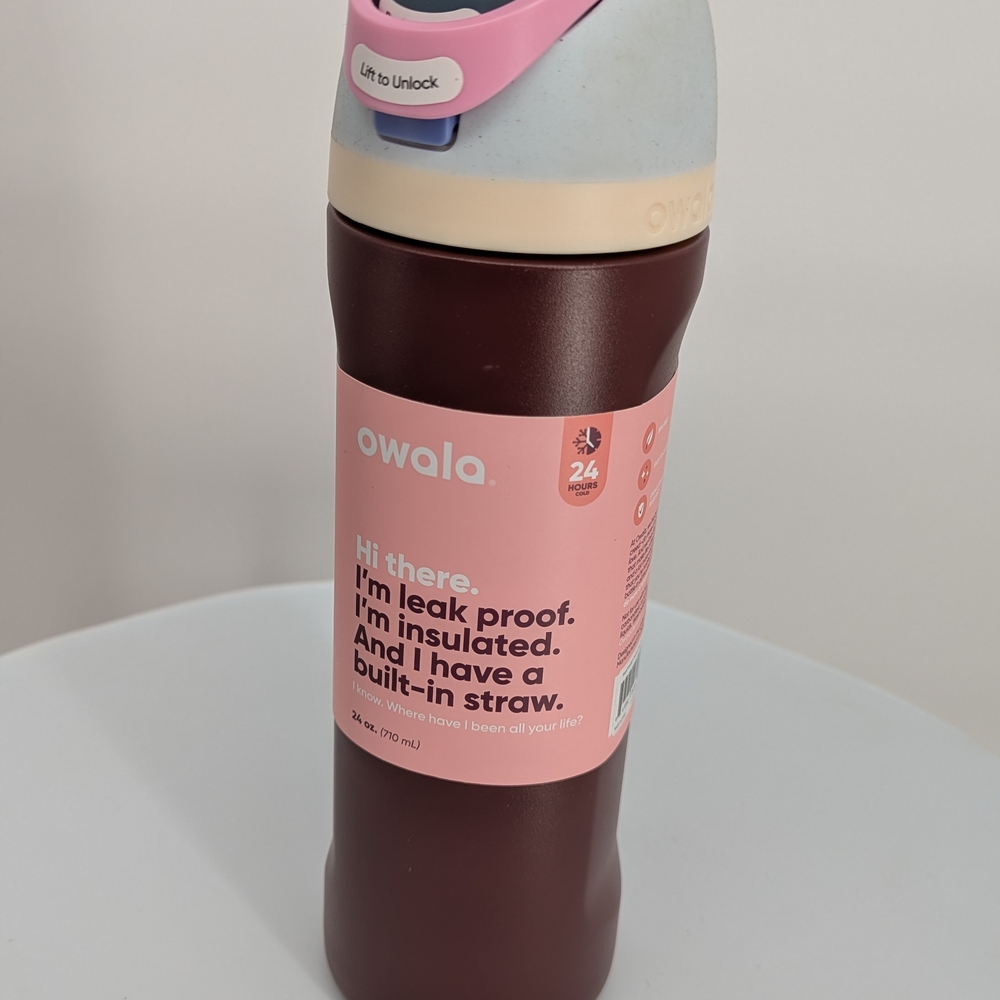 Owala Insulated Water Bottle with Built-in Straw - Brown and Cream